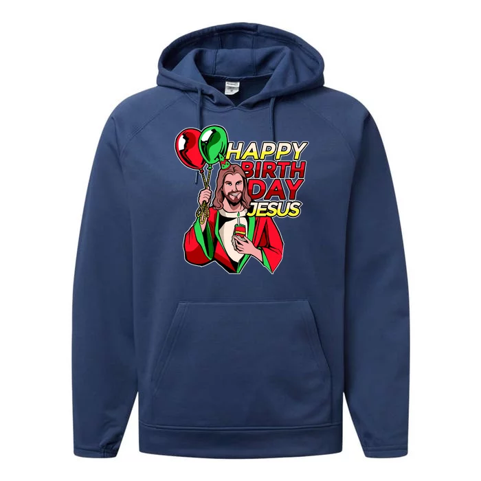 Happy Birthday Jesus Funny Christmas Birthday Boy Performance Fleece Hoodie