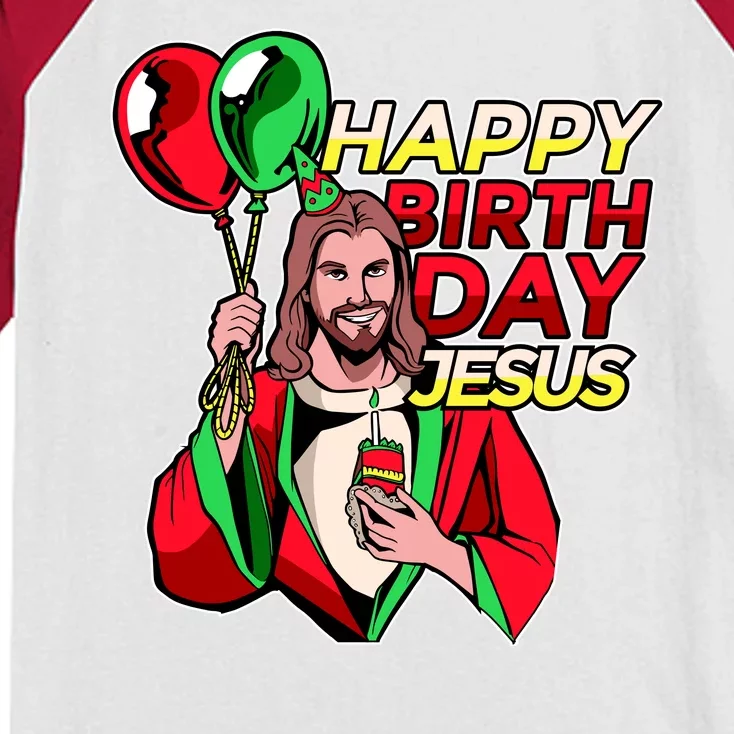 Happy Birthday Jesus Funny Christmas Birthday Boy Kids Colorblock Raglan Jersey