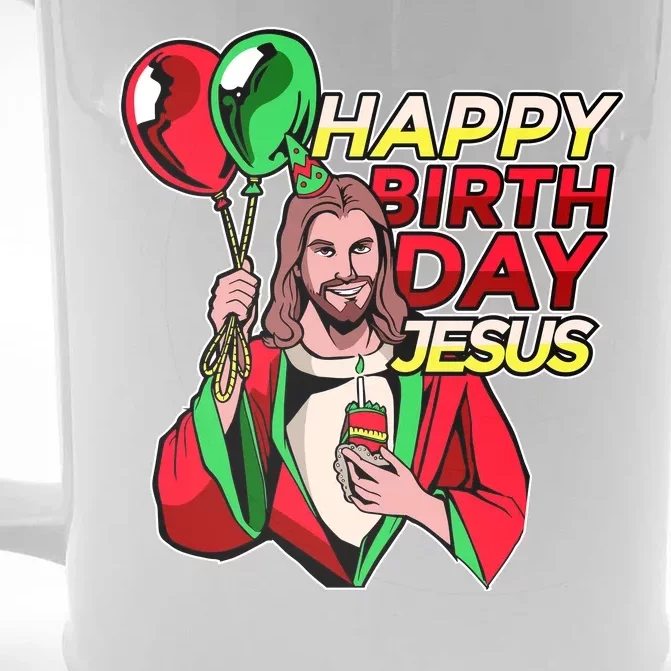 Happy Birthday Jesus Funny Christmas Birthday Boy Front & Back Beer Stein