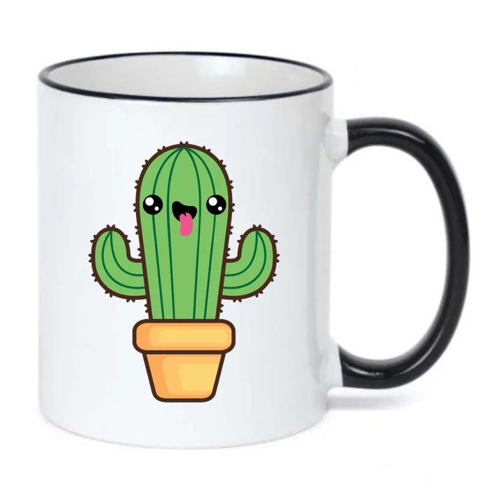 Happy Cactus Black Color Changing Mug