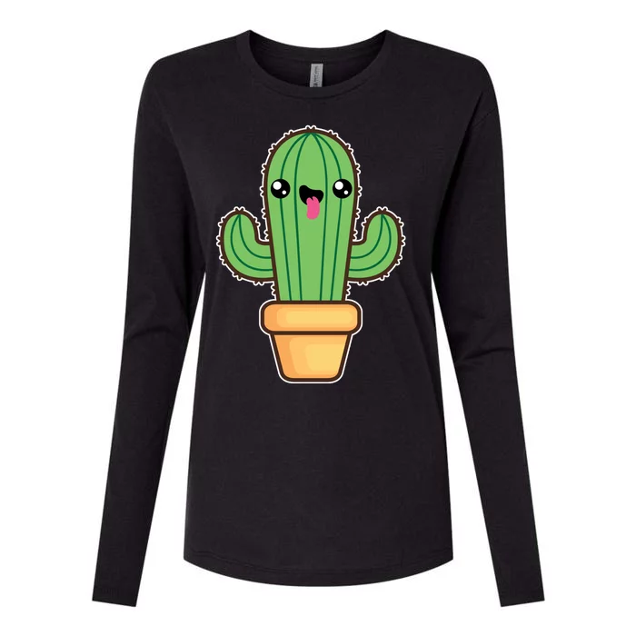 Happy Cactus Womens Cotton Relaxed Long Sleeve T-Shirt