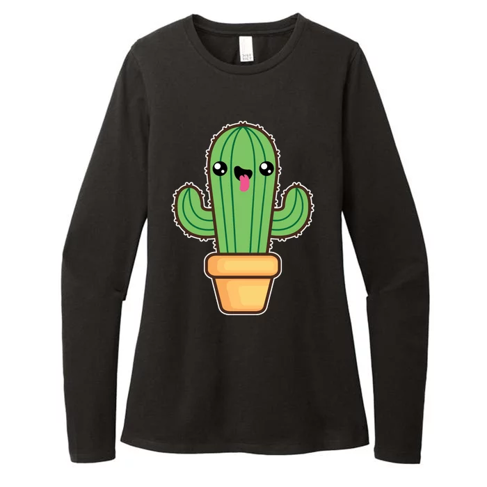 Happy Cactus Womens CVC Long Sleeve Shirt