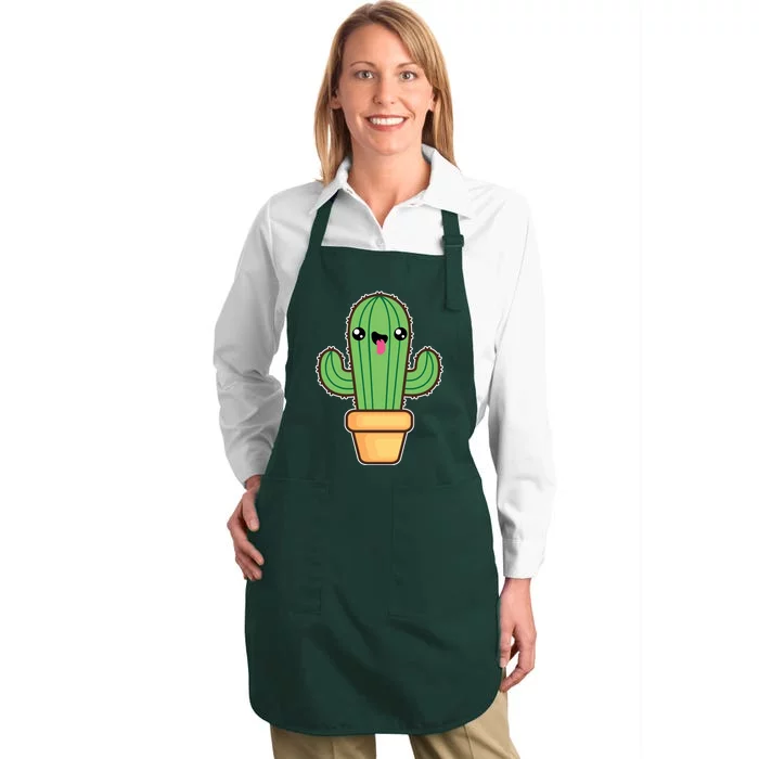 Happy Cactus Full-Length Apron With Pocket