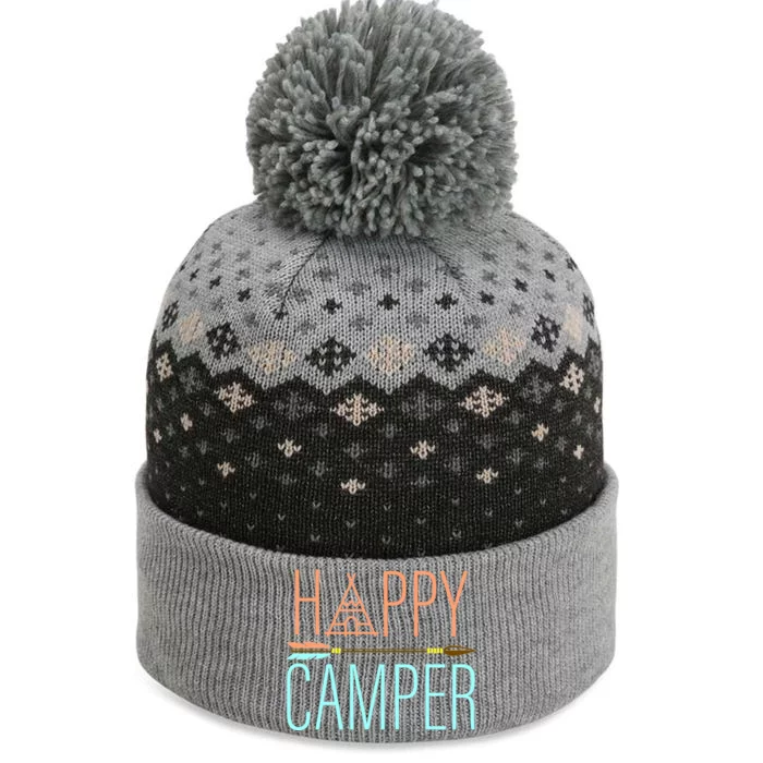 Happy Camper Funny Camping The Baniff Cuffed Pom Beanie