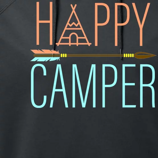 Happy Camper Funny Camping Performance Fleece Hoodie