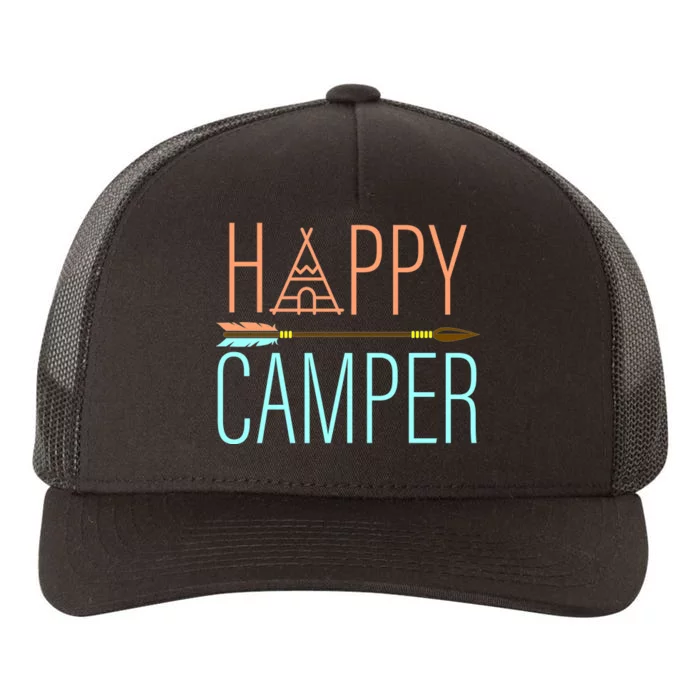 Happy Camper Funny Camping Yupoong Adult 5-Panel Trucker Hat