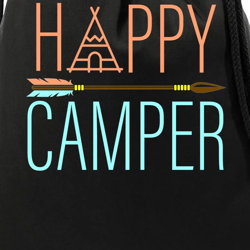 Happy Camper Funny Camping Drawstring Bag