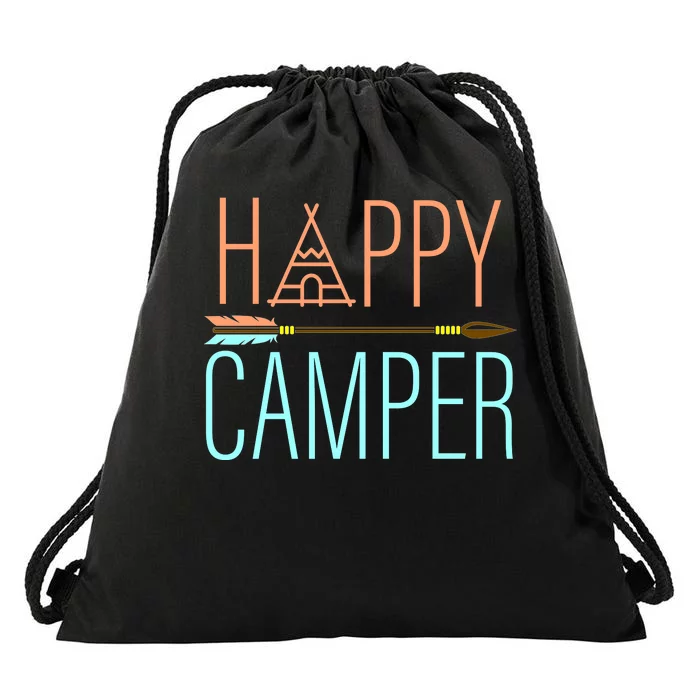 Happy Camper Funny Camping Drawstring Bag