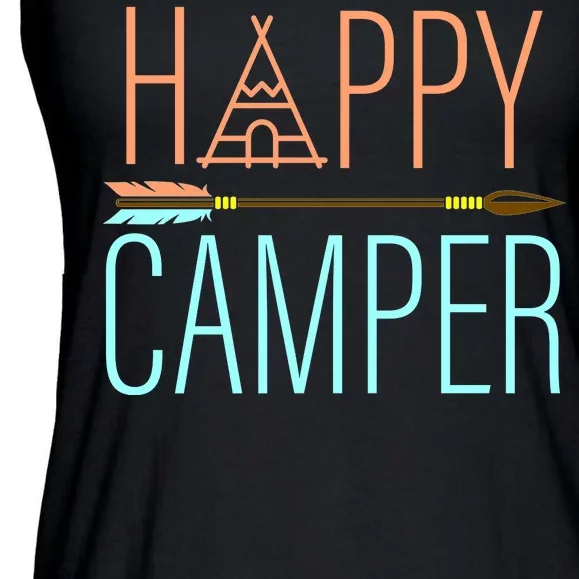 Happy Camper Funny Camping Ladies Essential Flowy Tank