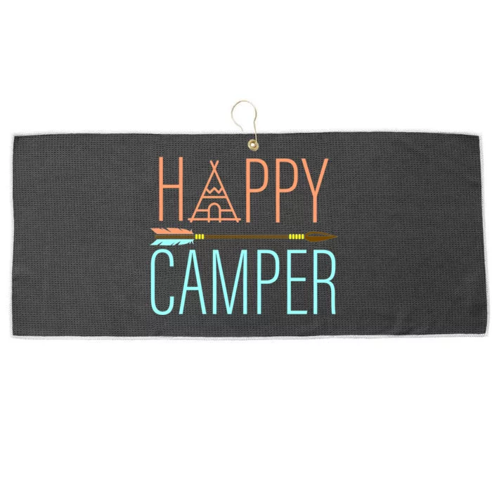 Happy Camper Funny Camping Large Microfiber Waffle Golf Towel