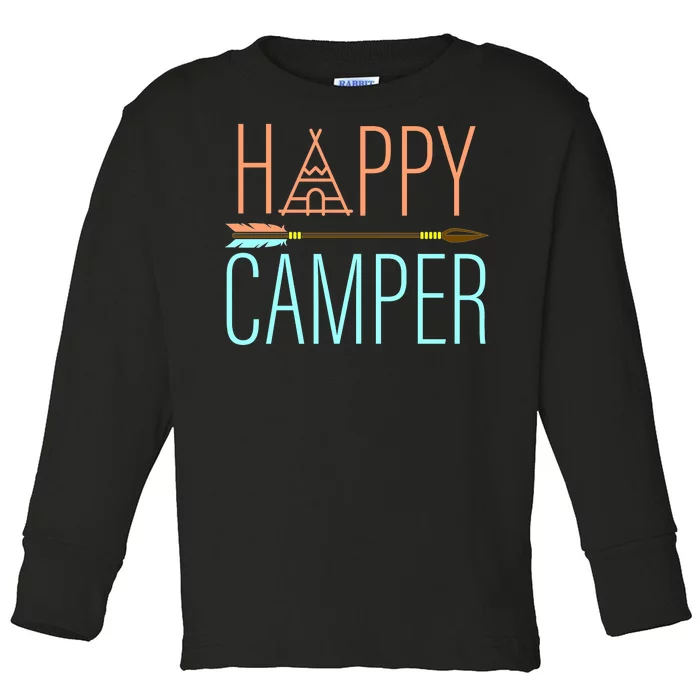 Happy Camper Funny Camping Toddler Long Sleeve Shirt