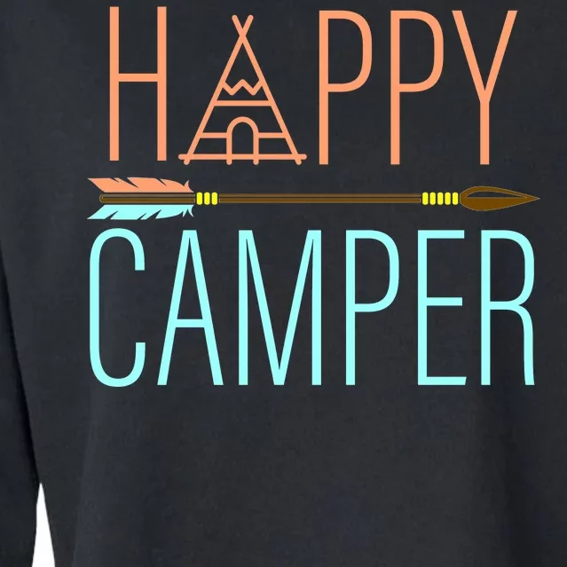 Happy Camper Funny Camping Cropped Pullover Crew