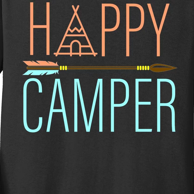 Happy Camper Funny Camping Kids Long Sleeve Shirt