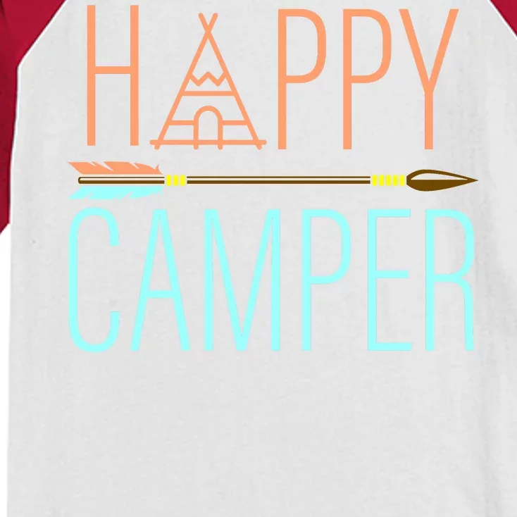 Happy Camper Funny Camping Kids Colorblock Raglan Jersey