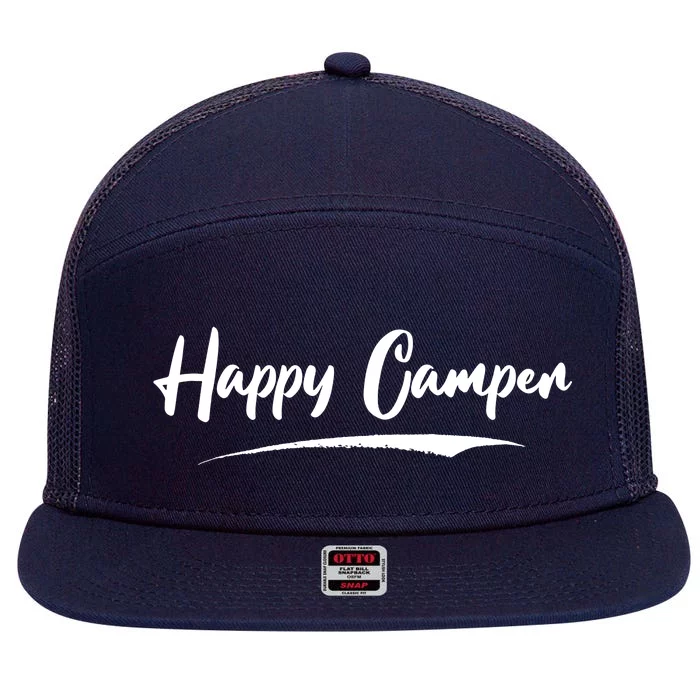 Happy Camper Funny Camping Meme 7 Panel Mesh Trucker Snapback Hat