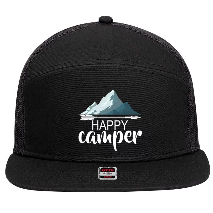 Happy Camper In The Mountains 7 Panel Mesh Trucker Snapback Hat