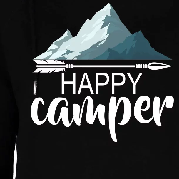 Happy Camper In The Mountains Womens Funnel Neck Pullover Hood