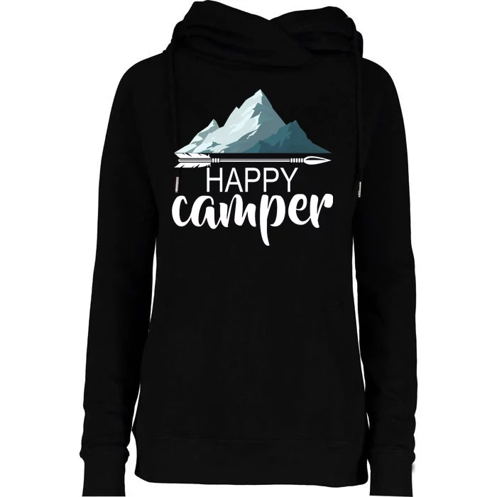 Happy Camper In The Mountains Womens Funnel Neck Pullover Hood