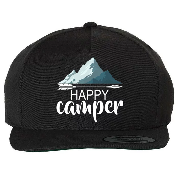 Happy Camper In The Mountains Wool Snapback Cap