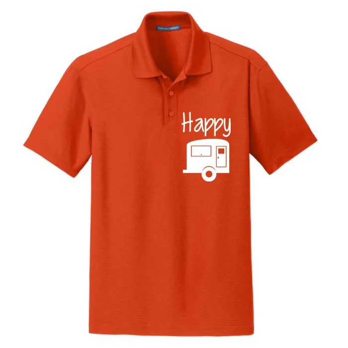 Happy Camper RV Camping Dry Zone Grid Performance Polo