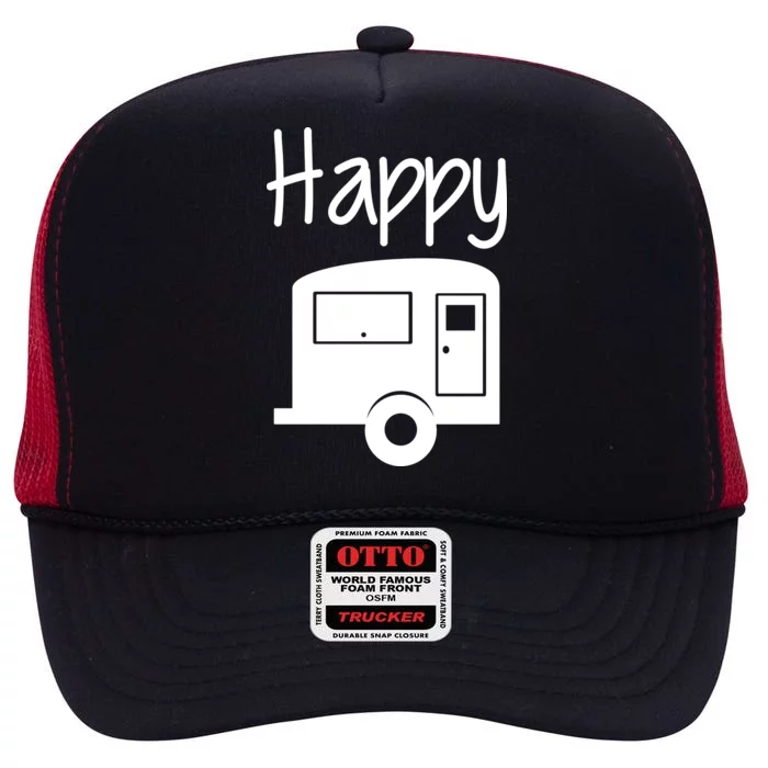 Happy Camper RV Camping High Crown Mesh Trucker Hat