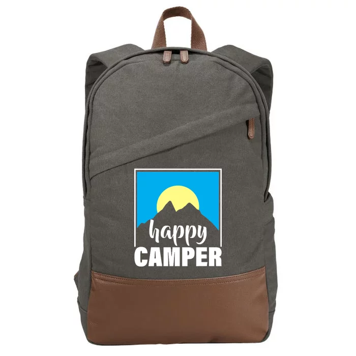 Happy Camper Sunrise Over Mountains Cotton Canvas Backpack