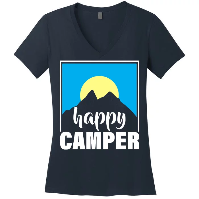 Happy Camper Sunrise Over Mountains Women's V-Neck T-Shirt