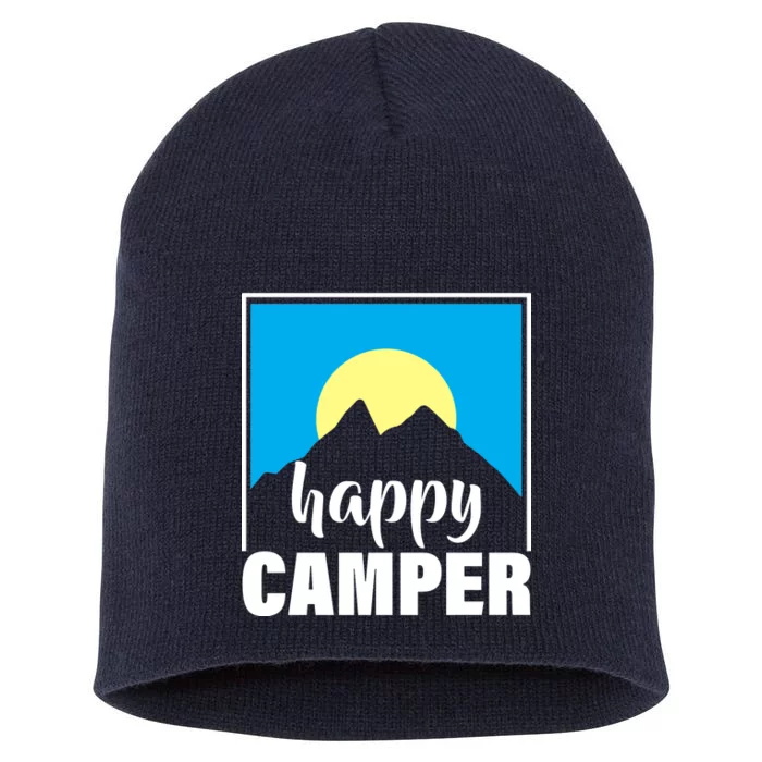 Happy Camper Sunrise Over Mountains Short Acrylic Beanie