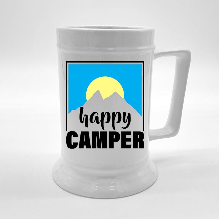 Happy Camper Sunrise Over Mountains Front & Back Beer Stein