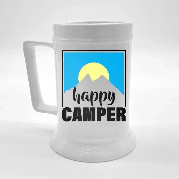 Happy Camper Sunrise Over Mountains Front & Back Beer Stein