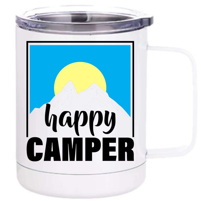 Happy Camper Sunrise Over Mountains Front & Back 12oz Stainless Steel Tumbler Cup