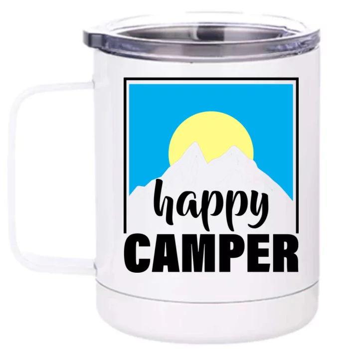 Happy Camper Sunrise Over Mountains Front & Back 12oz Stainless Steel Tumbler Cup