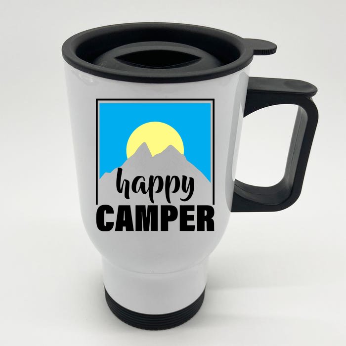 Happy Camper Sunrise Over Mountains Front & Back Stainless Steel Travel Mug