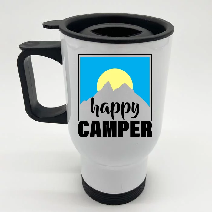 Happy Camper Sunrise Over Mountains Front & Back Stainless Steel Travel Mug