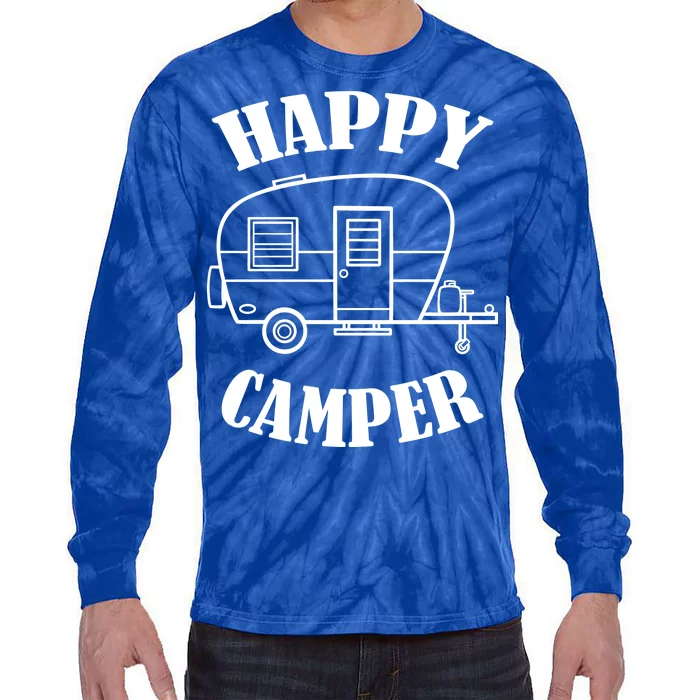 Happy Camper Trailer Tie-Dye Long Sleeve Shirt