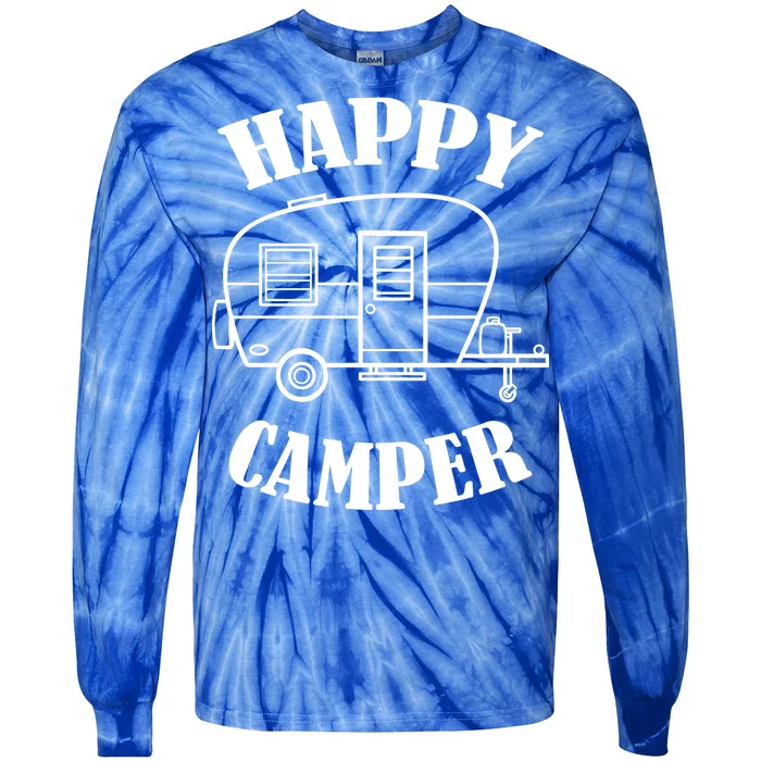 Happy Camper Trailer Tie-Dye Long Sleeve Shirt