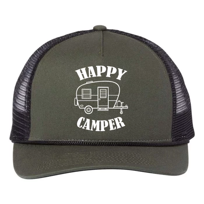 Happy Camper Trailer Retro Rope Trucker Hat Cap