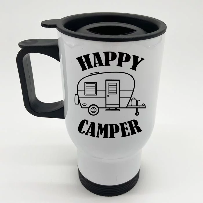 Happy Camper Trailer Front & Back Stainless Steel Travel Mug