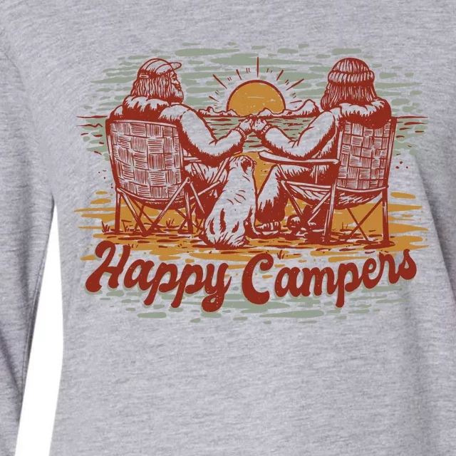 Happy Campers Womens Cotton Relaxed Long Sleeve T-Shirt