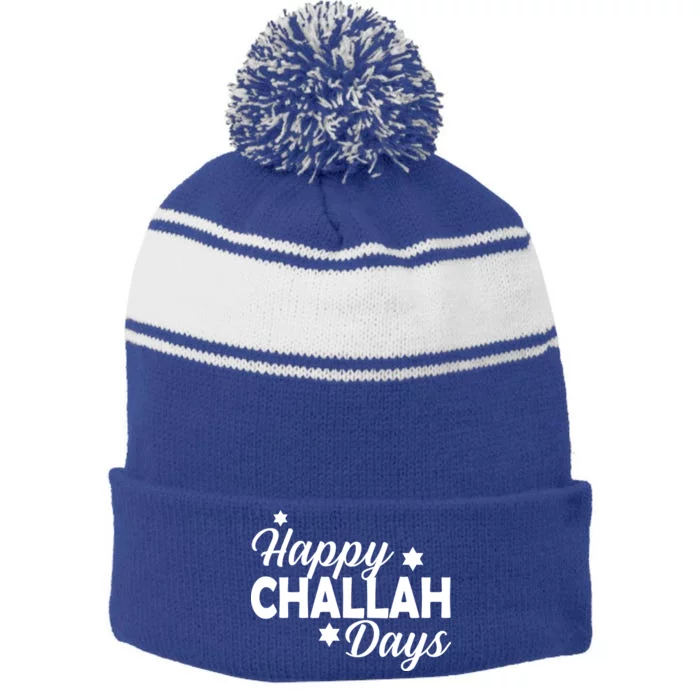 Happy Challah Days Stripe Pom Pom Beanie