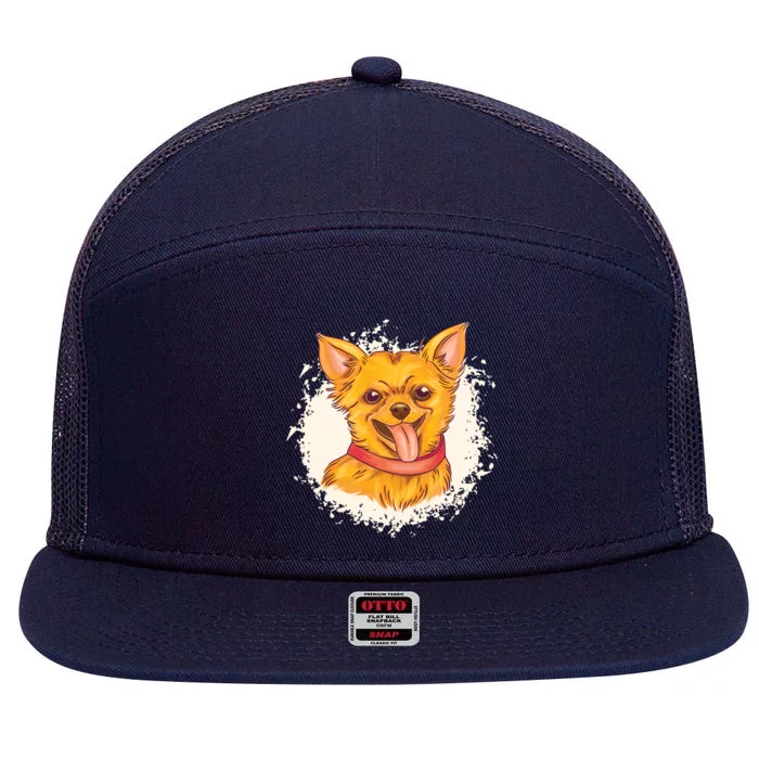 Happy Chihuahua 7 Panel Mesh Trucker Snapback Hat