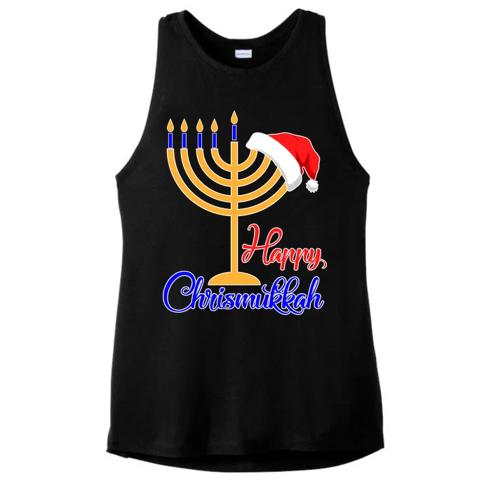 Happy Chrismukkah Christmas Hanukkah Ladies Tri-Blend Wicking Tank