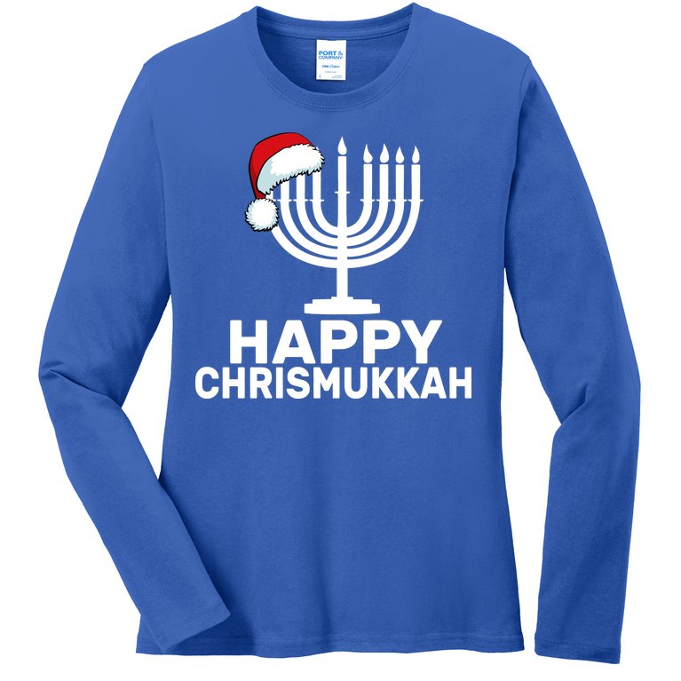 Happy Chrismukkah Hanukkah Ladies Missy Fit Long Sleeve Shirt