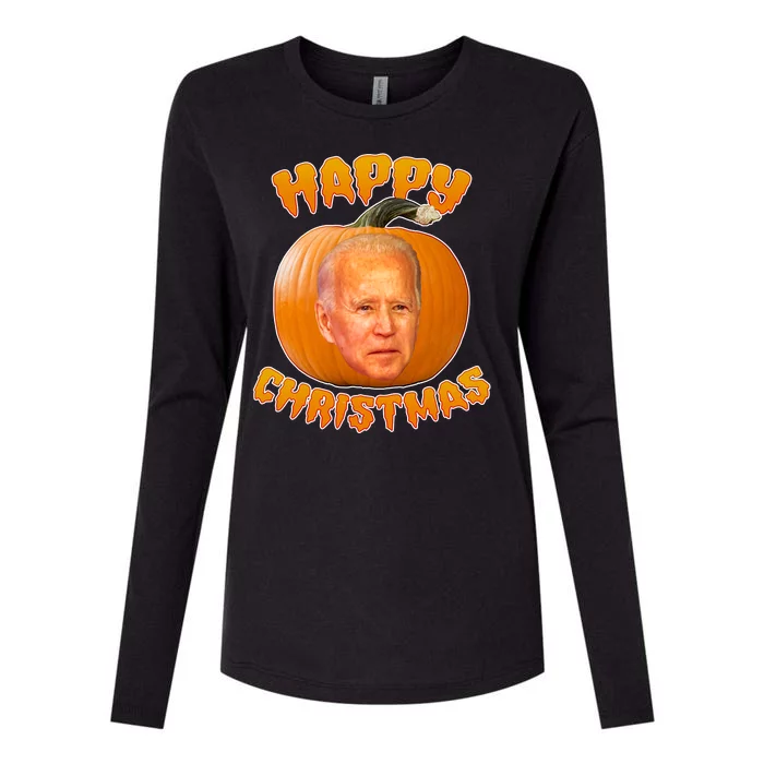 Happy Christmas Joe Biden Halloween Pro Trump Womens Cotton Relaxed Long Sleeve T-Shirt