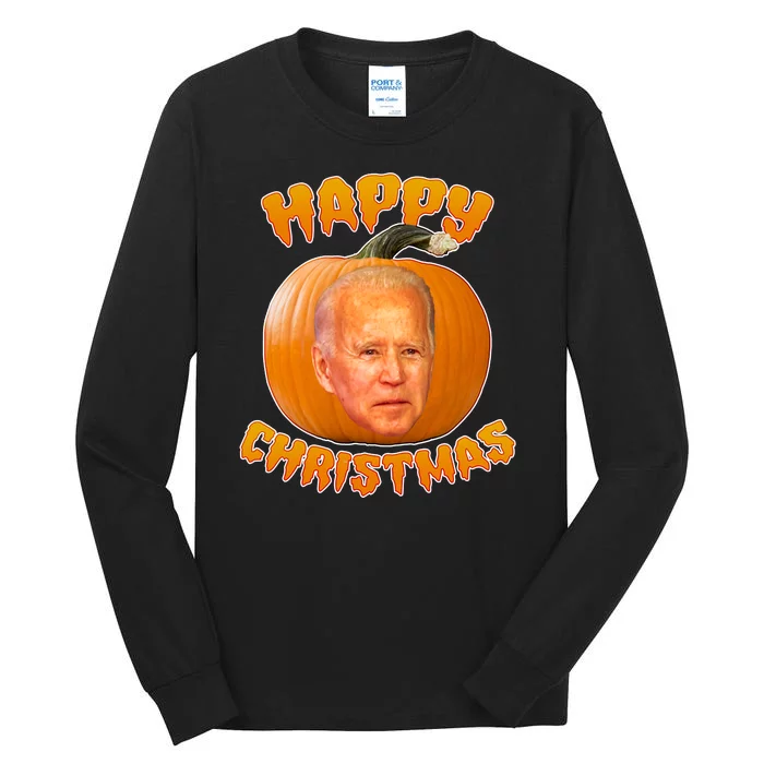 Happy Christmas Joe Biden Halloween Pro Trump Tall Long Sleeve T-Shirt