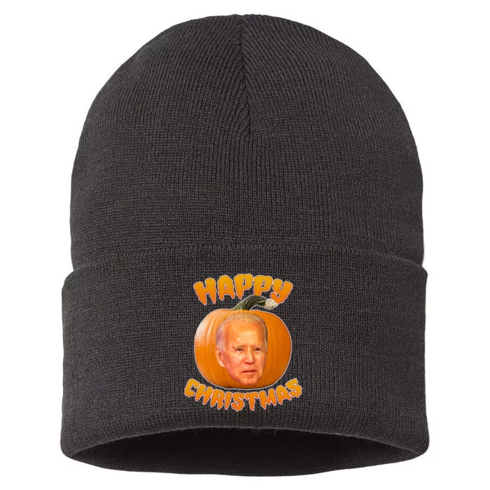 Happy Christmas Joe Biden Halloween Pro Trump Sustainable Knit Beanie