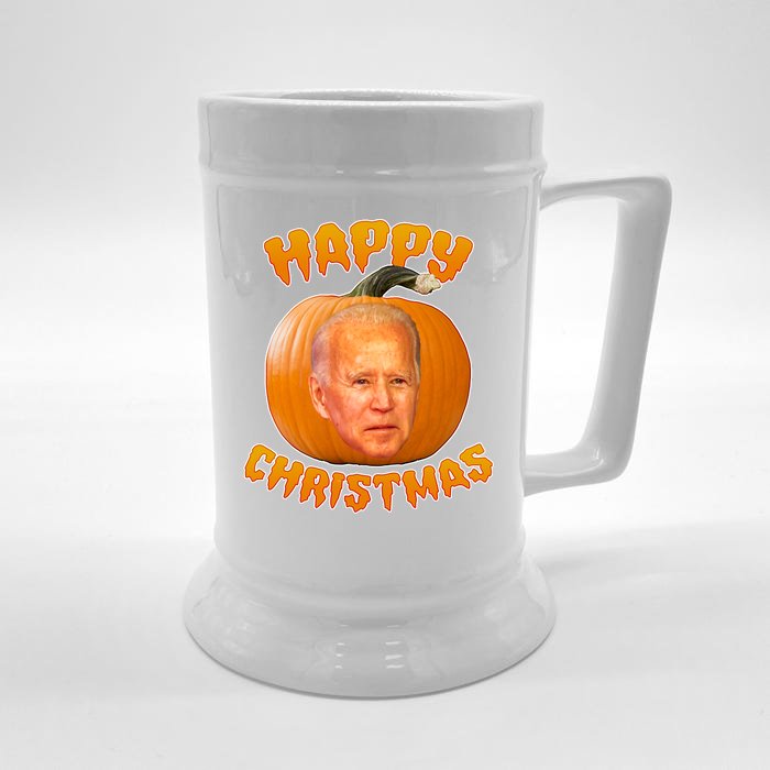 Happy Christmas Joe Biden Halloween Pro Trump Front & Back Beer Stein