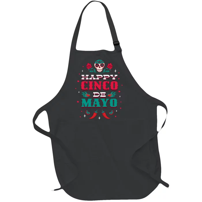 Happy Cinco De Mayo Full-Length Apron With Pocket