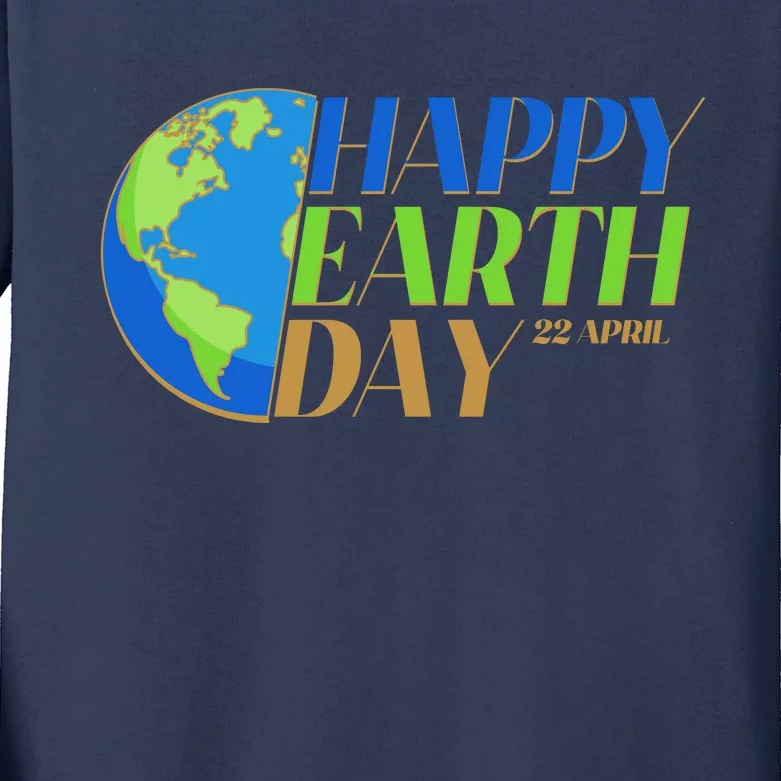 Happy Earth Day 22 April Kids Long Sleeve Shirt