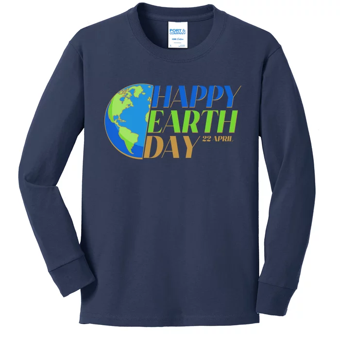 Happy Earth Day 22 April Kids Long Sleeve Shirt